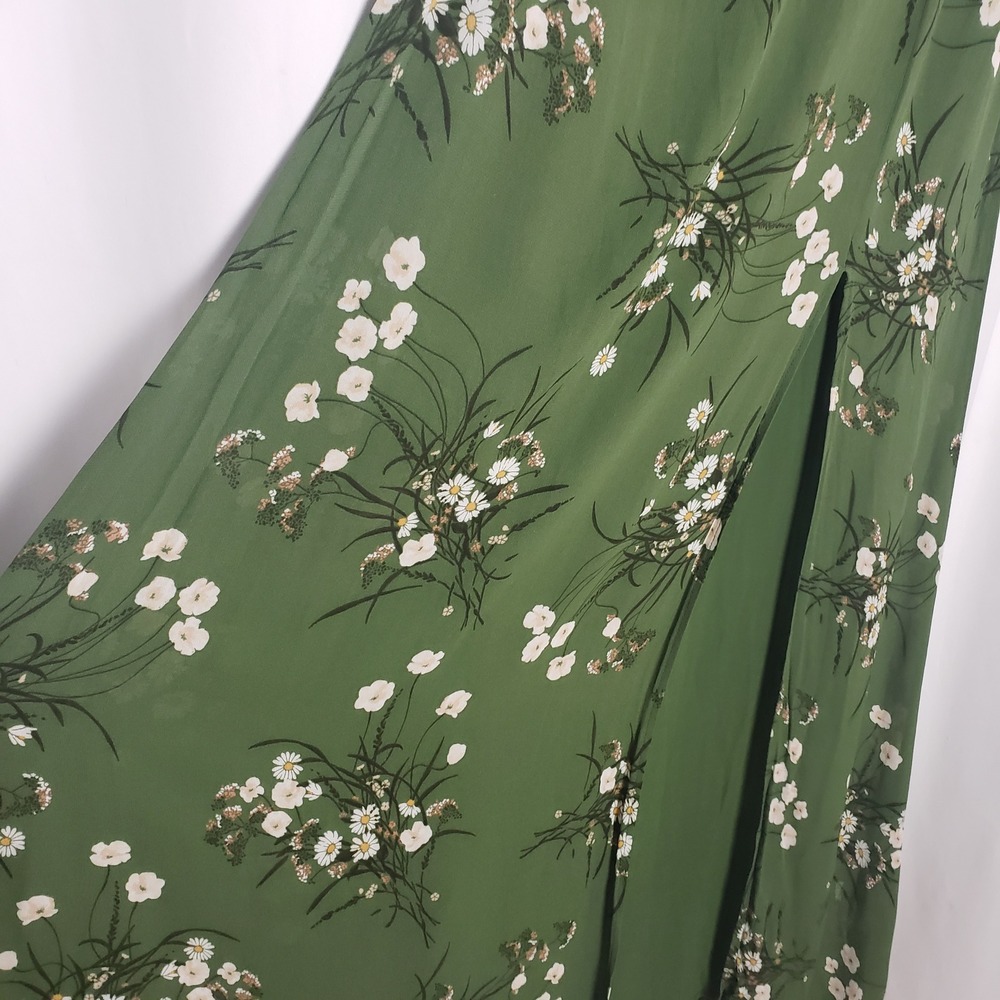 Reformation Dress Size 12 Evelyn Green Floral One Shoulder Maxi Gown ~ FLAWED - Picture 5 of 16